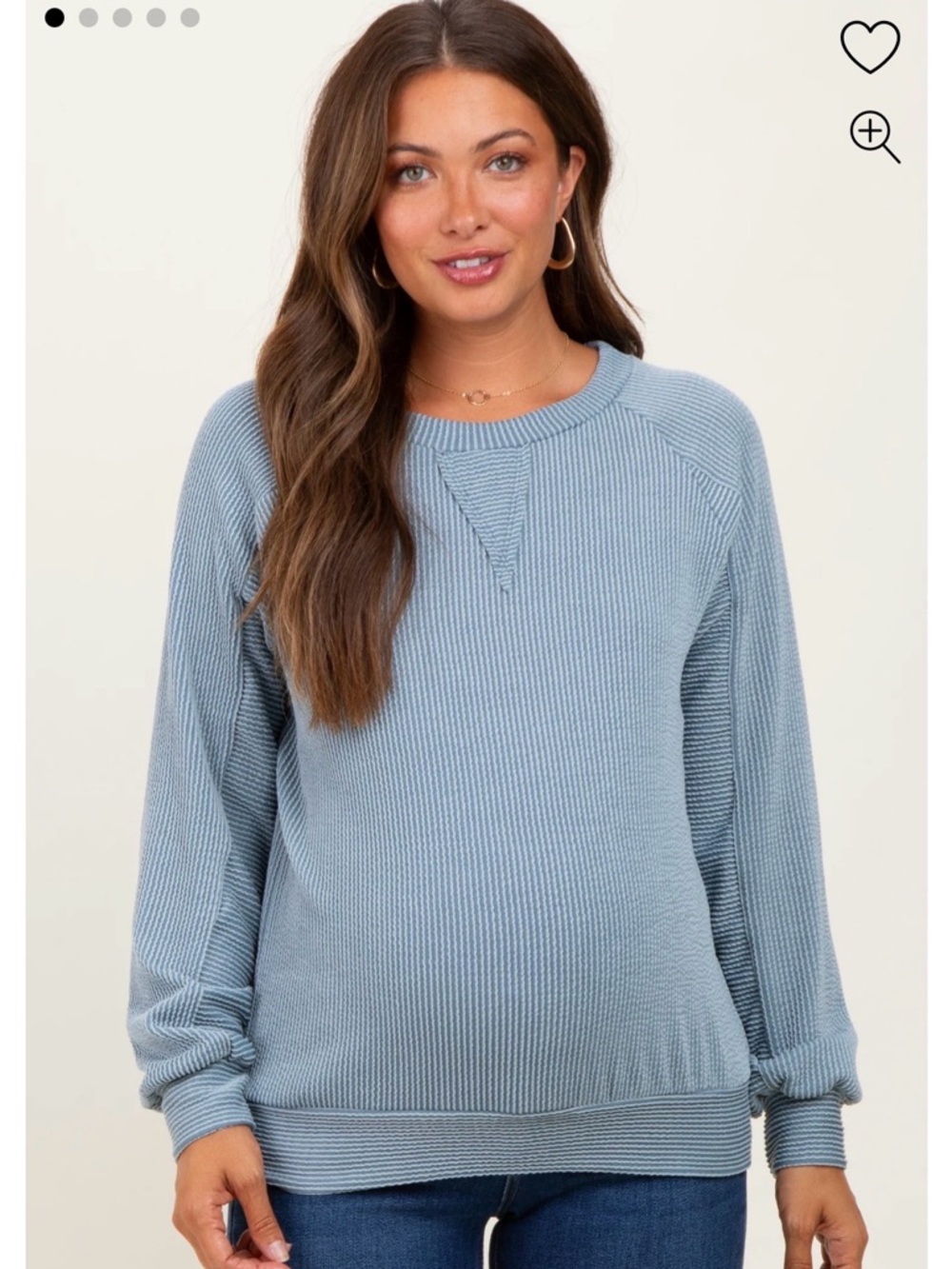 Pinkblush Maternity Light Blue Ribbed Crewneck Sweater